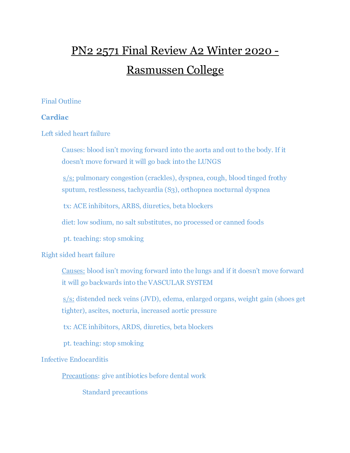 PN2 2571 Final Review A2 Winter 2020 - Rasmussen College | PN2 2571 Final Review A2 Winter 2020 - A Grade